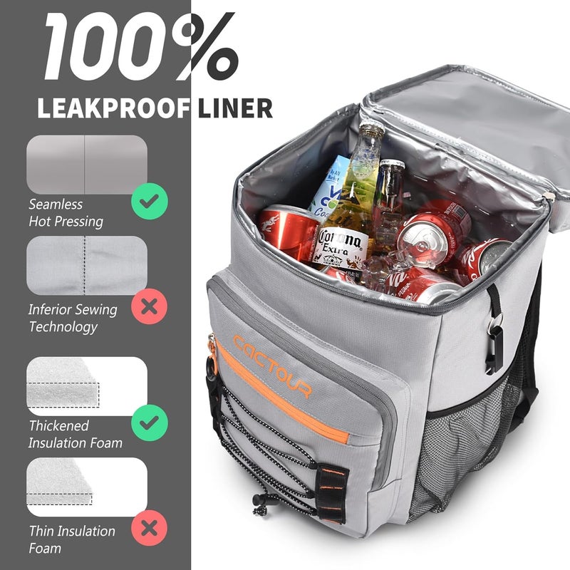 CaCTOUR Backpack Cooler,36 Can Cooler Backpack & Portable Lightweight Backpack Coolers Insulated Leak Proof for Men and Women - Image 4